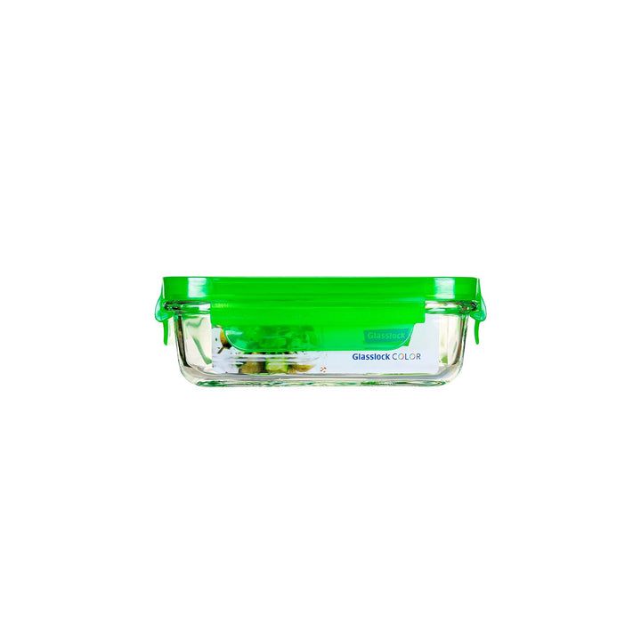 Glasslock Classic - Recipiente Hermético Rectangular de 0.4L en Vidrio Templado. Verde