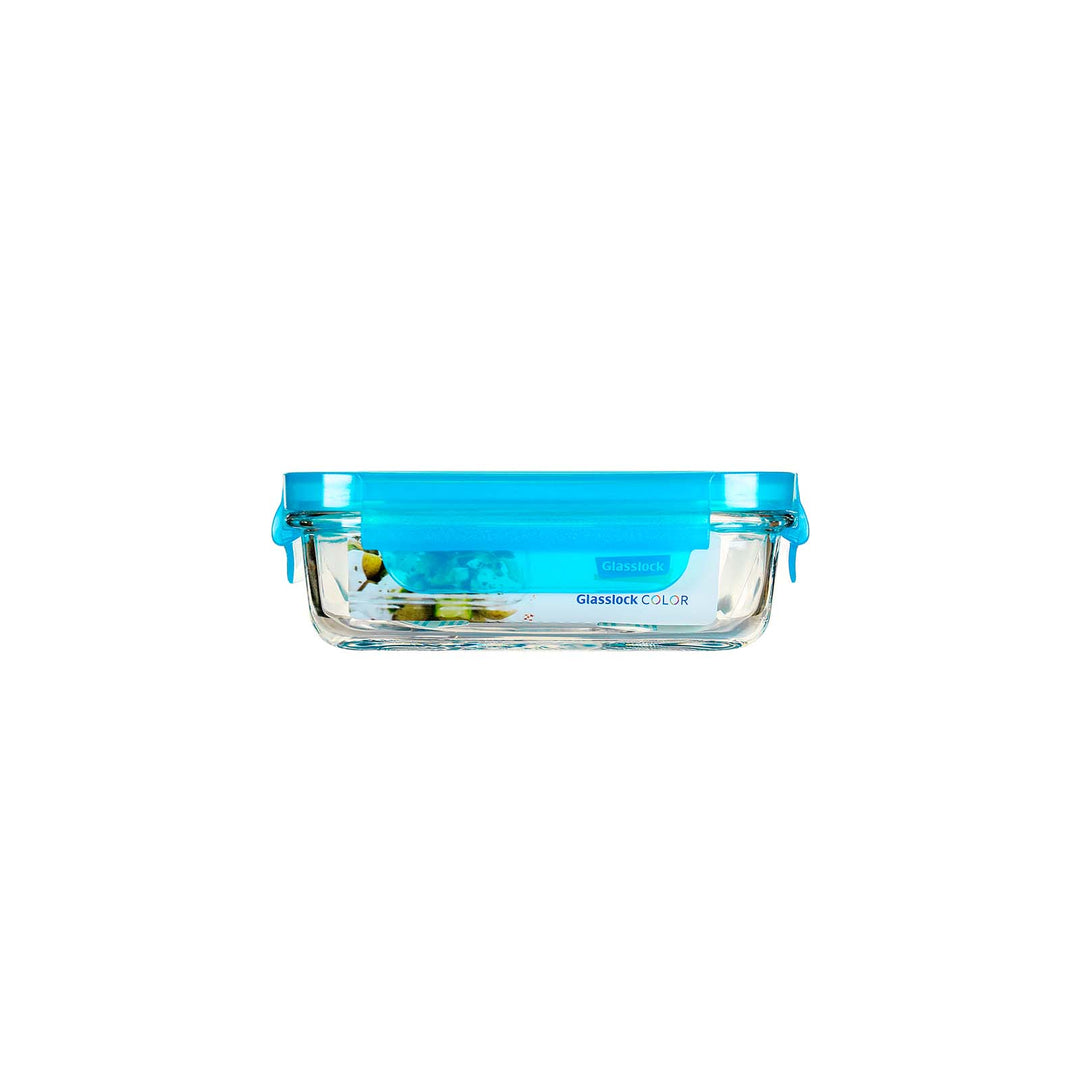 Glasslock Classic - Recipiente Hermético Rectangular de 0.4L en Vidrio Templado. Azul