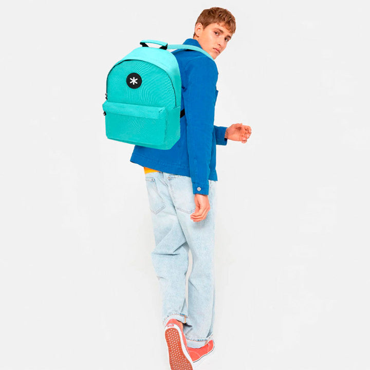 ANTARTIK - Conjunto Escolar con Mochila y Estuche Triple 2 Cremalleras. Azul Hielo