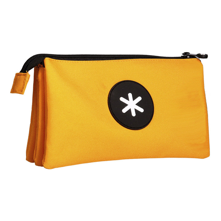 ANTARTIK - Conjunto Escolar con Mochila y Estuche Triple 2 Cremalleras. Mostaza