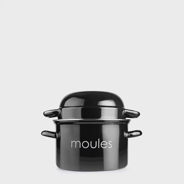 IBILI Moules - Olla de 18 cm para Mejillones en Acero Esmaltado con Tapa Especial. Turquesa