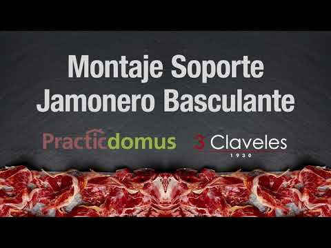 3 Claveles 01748 - Soporte Jamonero Basculante en Madera y Cabezal Giratorio en Acero
