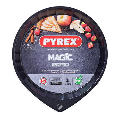 PYREX Magic - Molde para Hornear Tartas Plano en Acero Antiadherente Ø 30cm