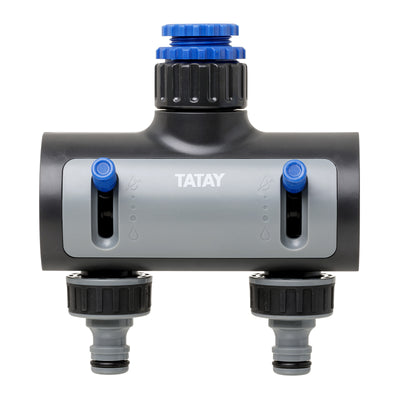TATAY Premium - Conector de 2 Vías para Grifo de 1" 3/4" y 1/2" Hembra. Racor Anti UV