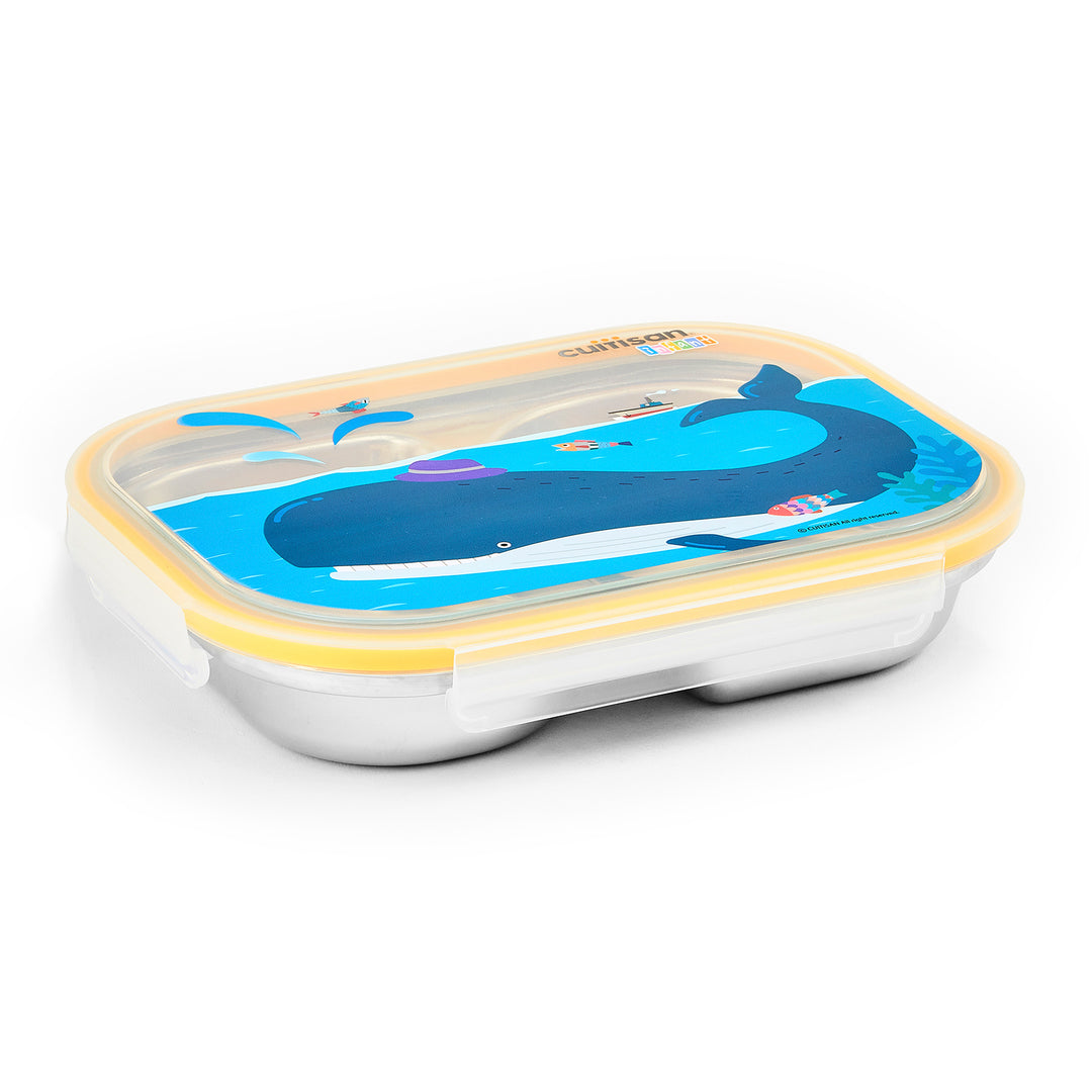 Cuitisan Baby - Recipiente Infantil Rectangular 0.85L con 2 Compartimentos en Acero Apto Microondas