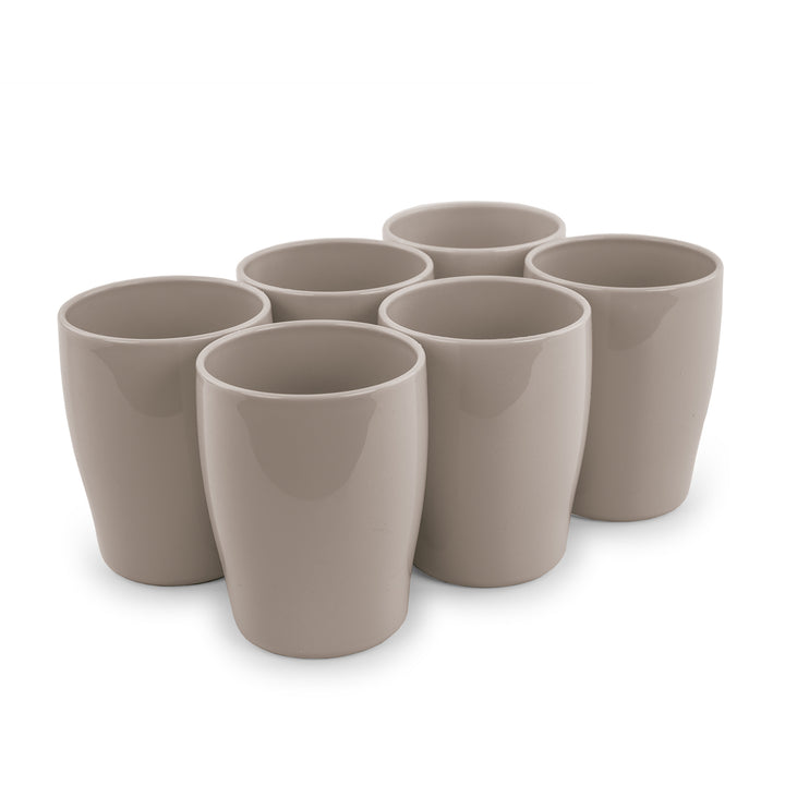 Plastic Forte - Lote de 6 Vasos de Agua Stilo de 375 ml Reutilizables. Ideal Fiestas. Marrón