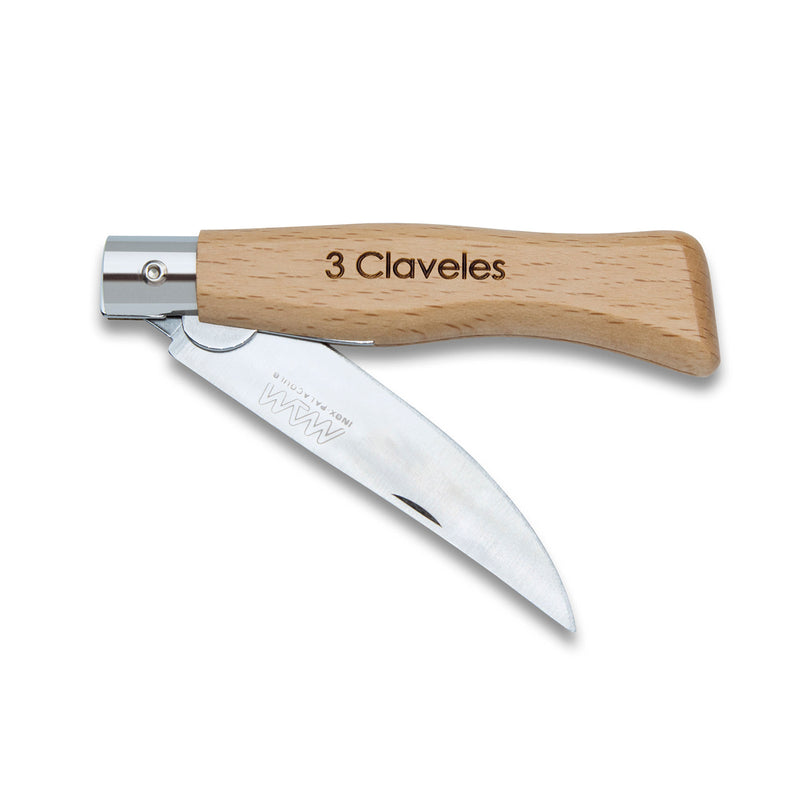 3 Claveles - Navaja Plegable de 7.5 cm con Punta y Bloqueo de Hoja. Mango Madera de Haya