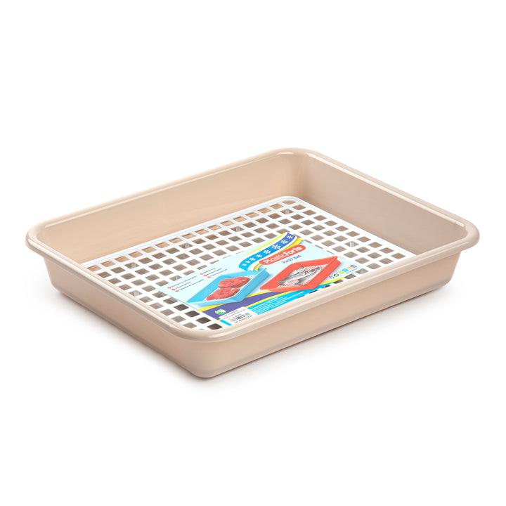 Plastic Forte - Bandeja Rectangular para Descongelar Alimentos con Rejilla. Marrón