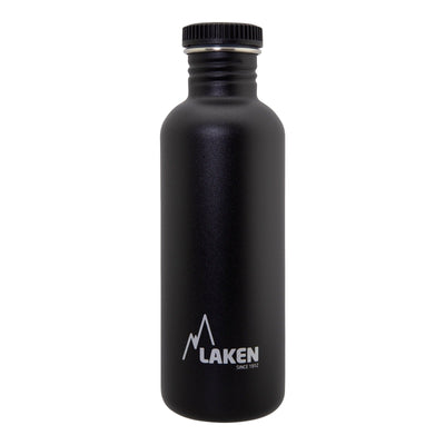 LAKEN Basic Steel - Botella de Agua 1L en Acero Inoxidable. Negro
