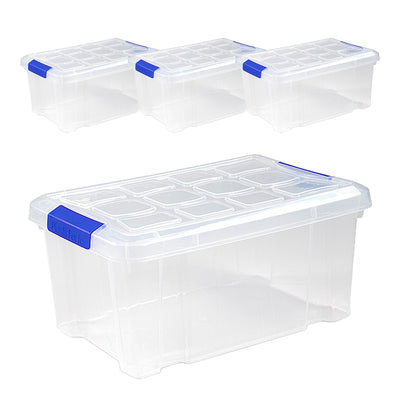 Plastic Forte Serie Blue - Set de 4 Cajas de Ordenación Multiusos de 5L. Azul