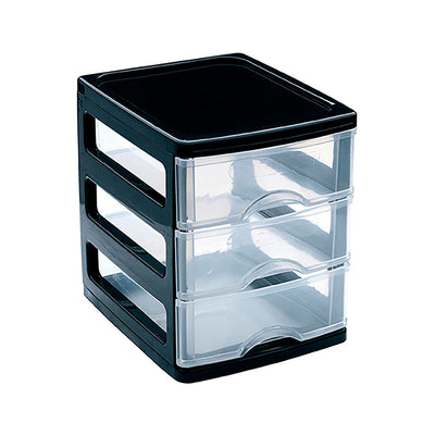 Plastic Forte - Cajonera Pequeña Turia en Plástico con Cajón Trasparente. Negro