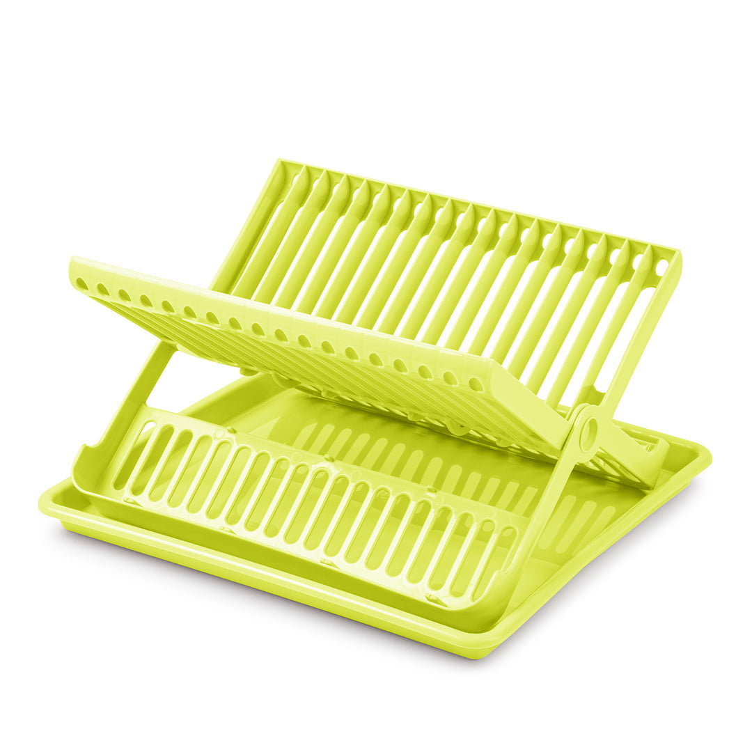 Plastic Forte - Escurreplatos Plegable de 2 Niveles con Bandeja Recogedora. Pistacho