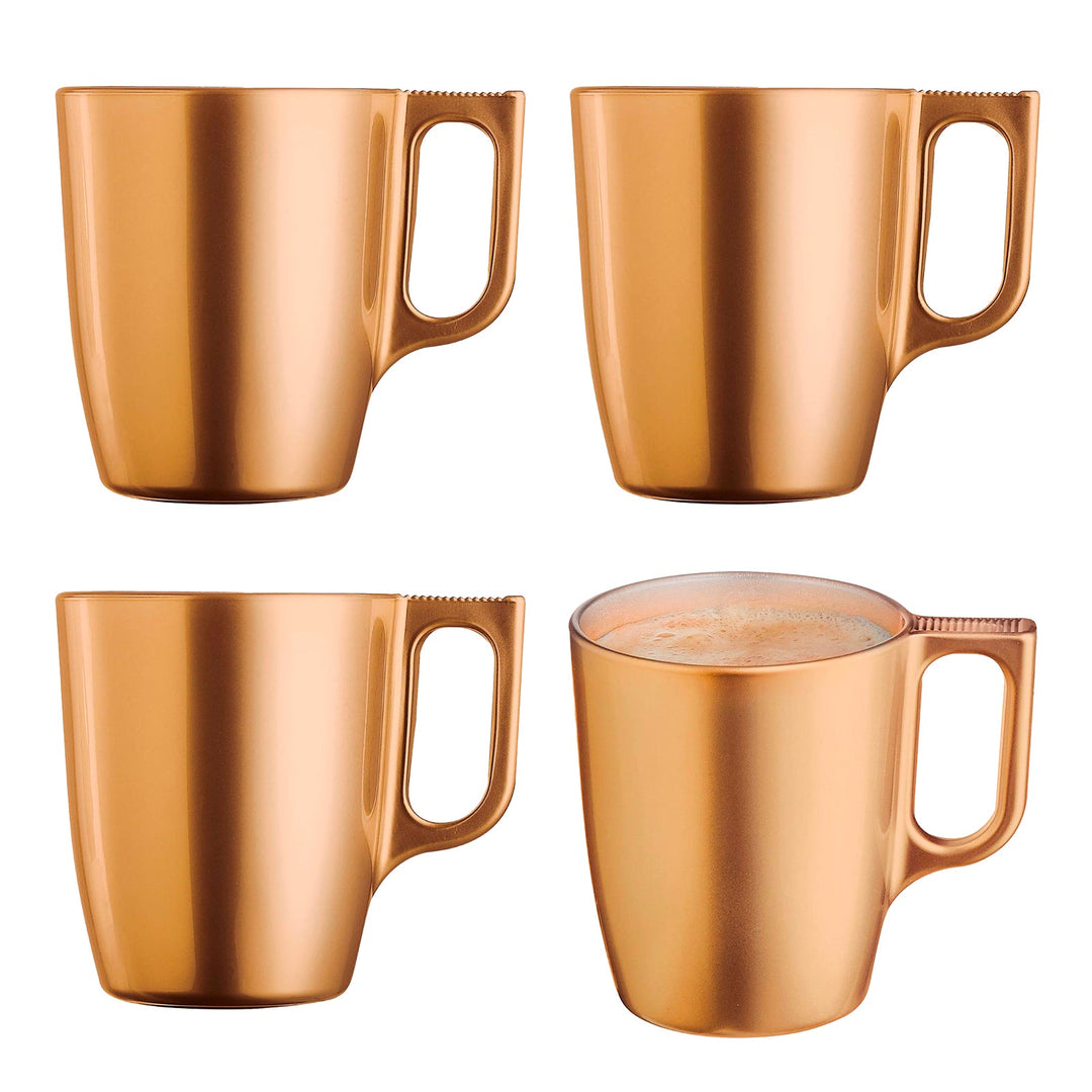 Luminarc Flashy - Taza de Desayuno de 25 cl en Vidrio Templado. Neo Gold