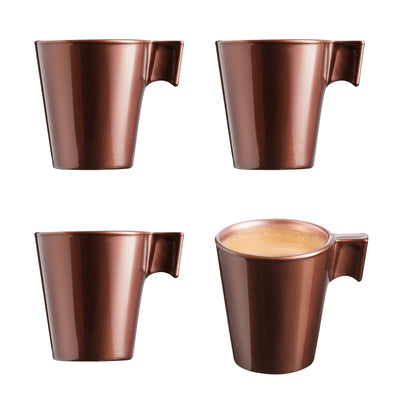 Luminarc Flashy - Juego de 4 Tazas de Café de 8 cl en Vidrio Templado. Chocolate