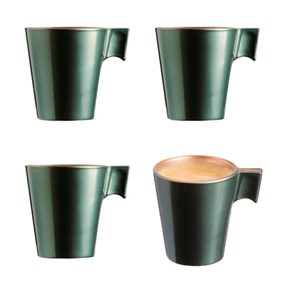 Luminarc Flashy - Juego de 4 Tazas de Café de 8 cl en Vidrio Templado. Green Leaf