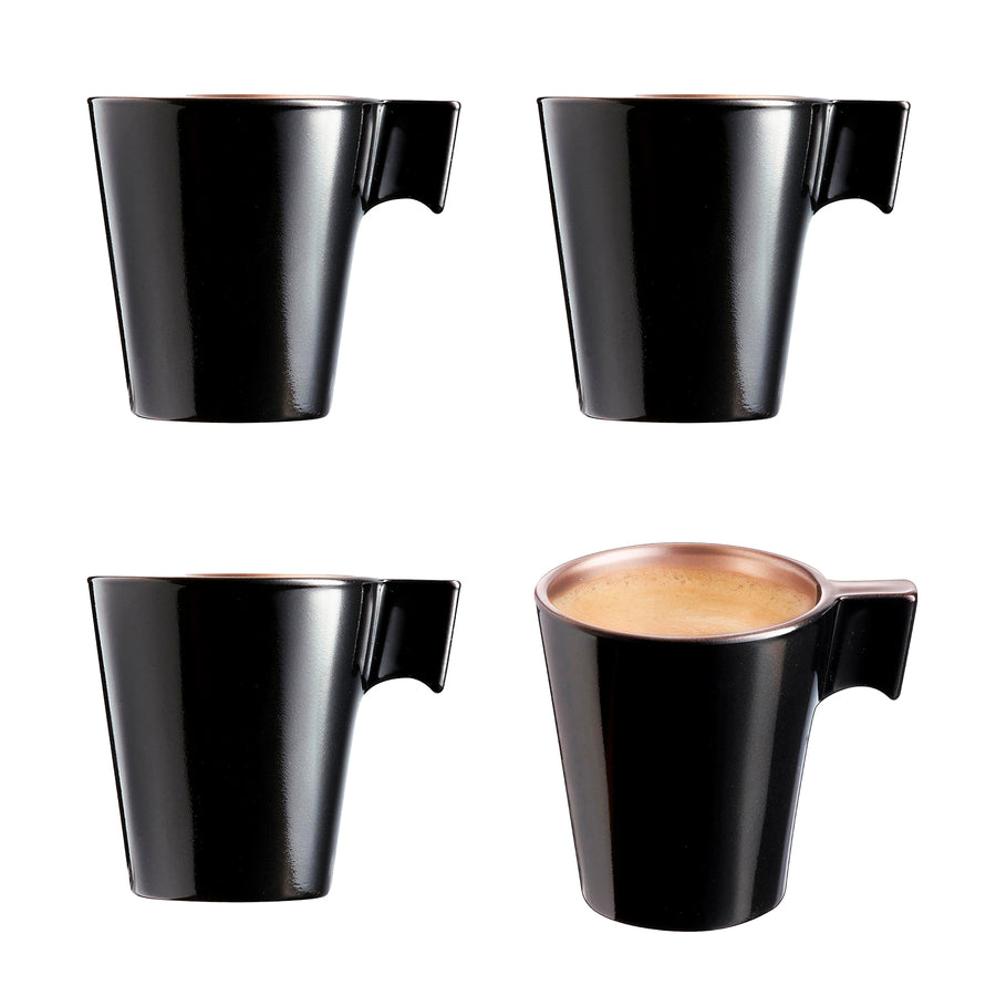 Luminarc Flashy - Juego de 4 Tazas de Café de 8 cl en Vidrio Templado. Negro