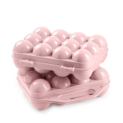 Plastic Forte - Pack de 2 Hueveras de Plástico para 12+12 Huevos con Tapa. Rosa