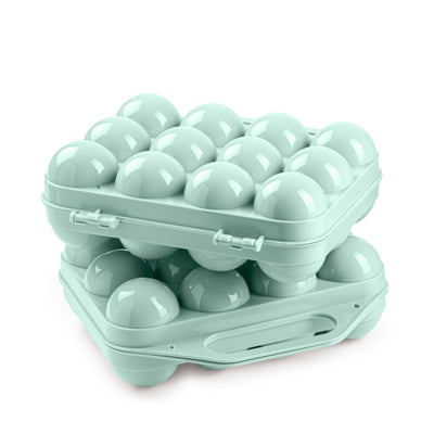Plastic Forte - Pack de 2 Hueveras de Plástico para 12+12 Huevos con Tapa. Verde