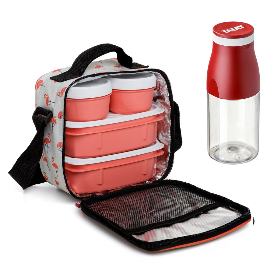 TATAY 1167515 - Kit Bolsa Térmica Porta Alimentos Urban Food Casual y Botella Urban Drink, Flamingo