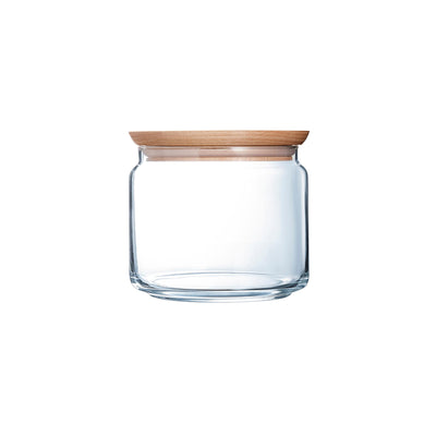 Luminarc Pure Jar - Bote Hermético Redondo de 0.5L en Vidrio con Tapa de Madera
