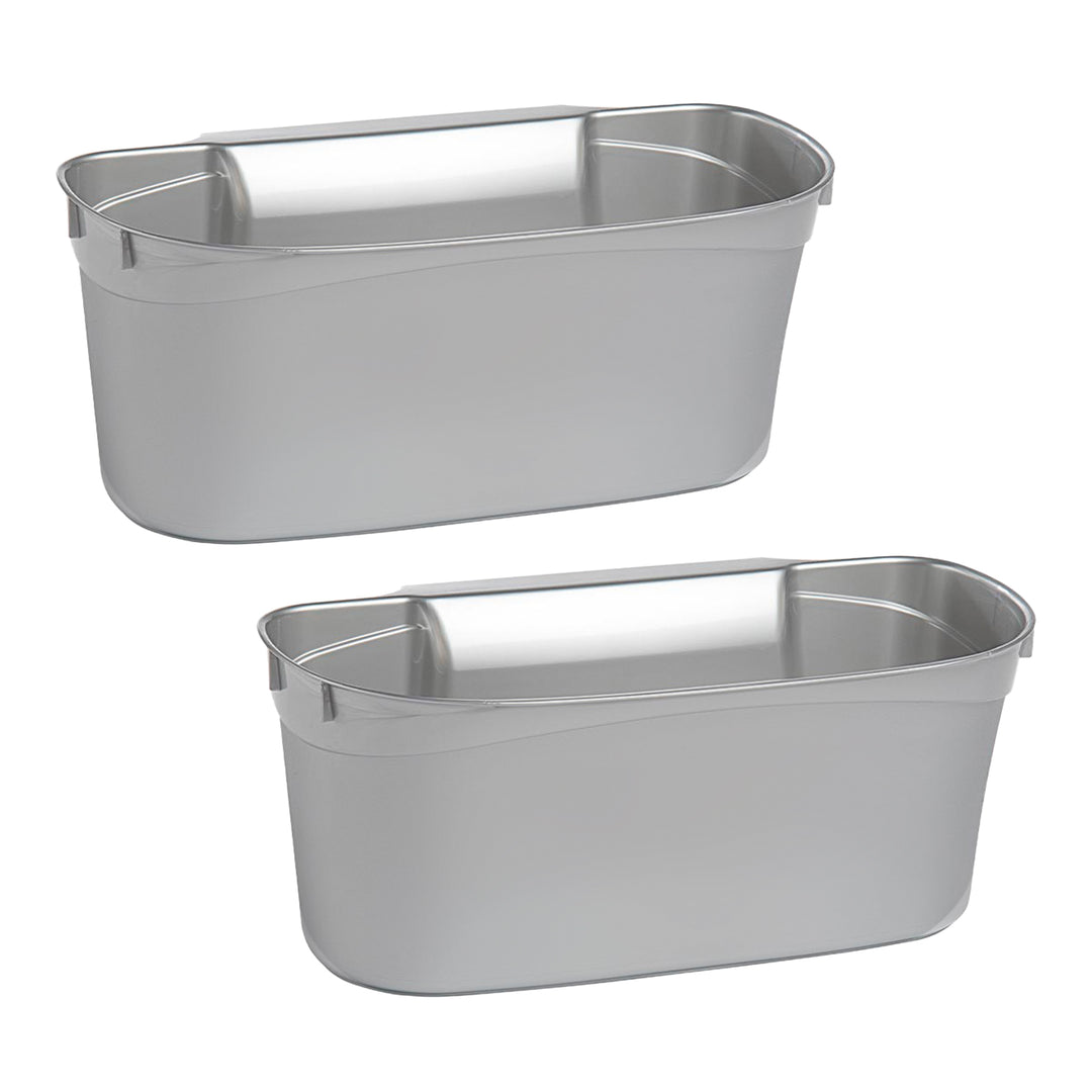 Plastic Forte - Lote de 2 Cestas Recogedoras para Cocina Multiusos Colgantes. Plata