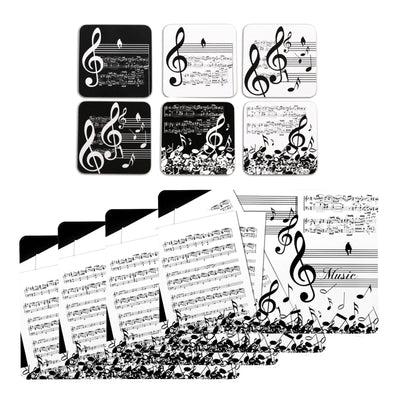 JAVIER Música - Conjunto de 4 Manteles Individuales y 6 Posavasos a Juego