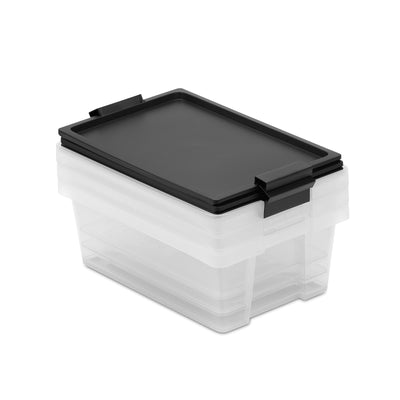 TATAY - Set de 3 Cajas de Ordenación Multiusos 7L 100% Reciclable con Tapa Abatible. Negro