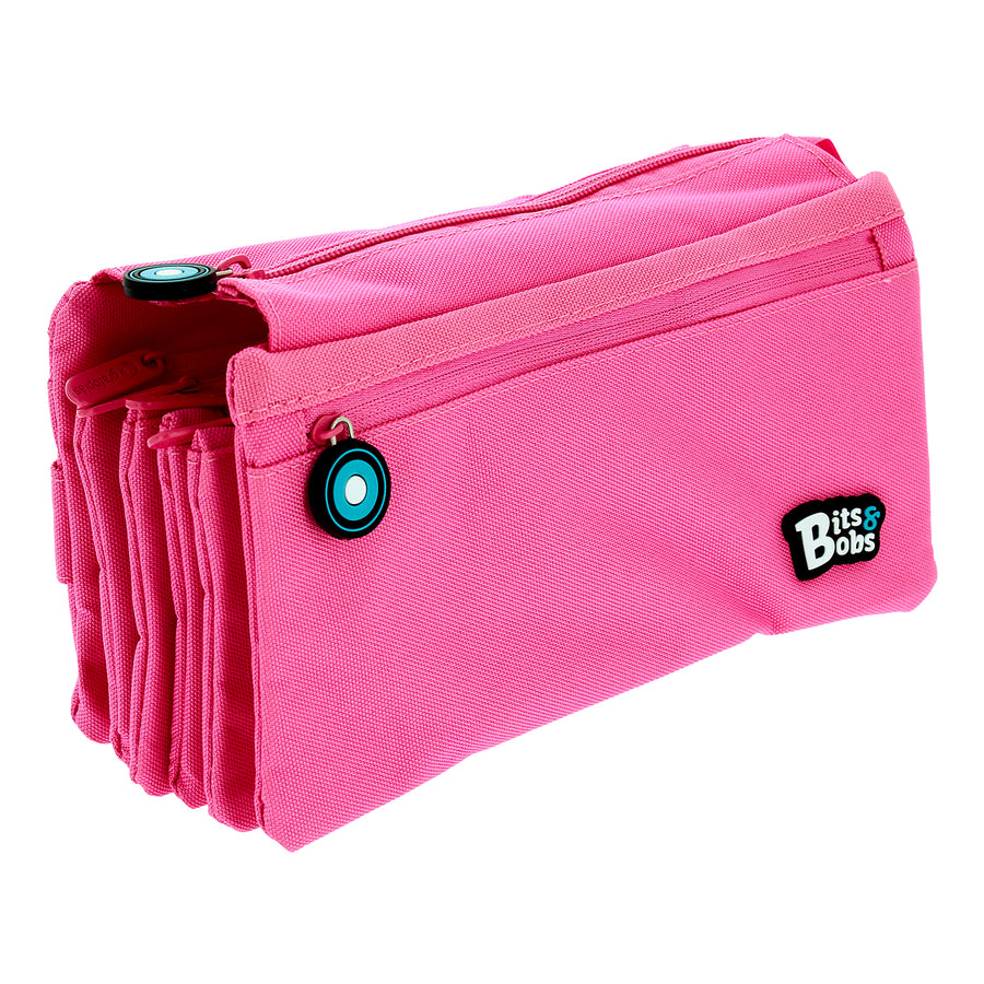 Grafoplás - Estuche Escolar Cuádruple de Alta Capacidad con Cuatro Cremalleras. Rosa