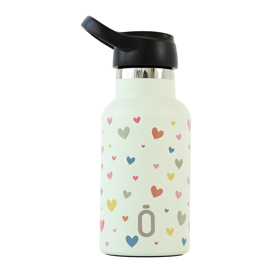 Runbott Confeti - Botella Térmica Infantil 0.35L con Interior Cerámico. Corazones Melón