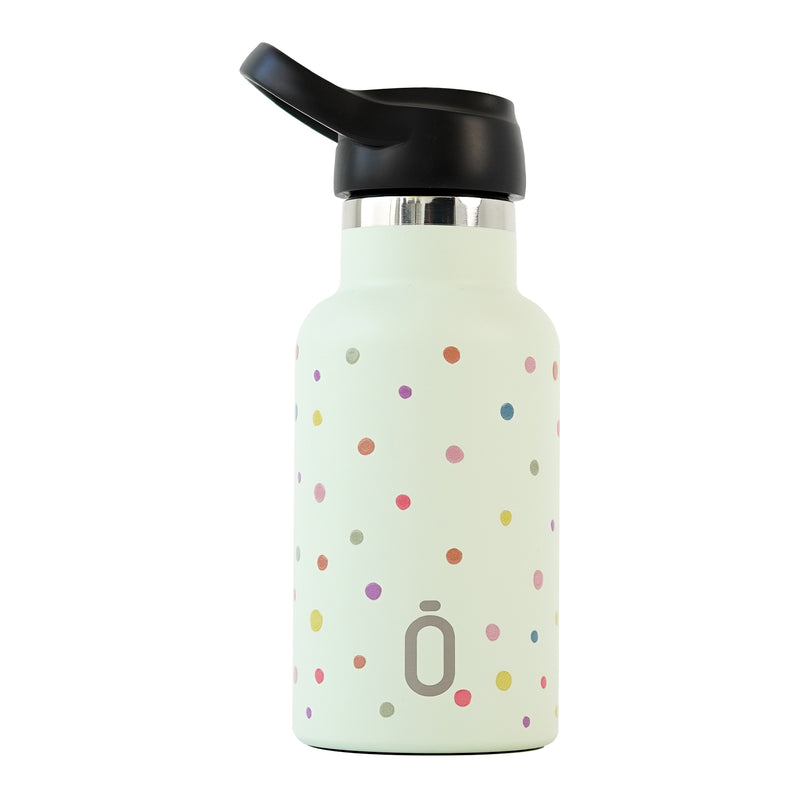 Runbott Confeti - Botella Térmica Infantil 0.35L con Interior Cerámico. Topos Melón