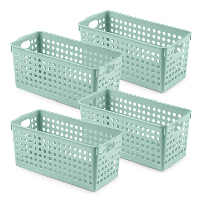 Plastic Forte Atlas - Set de 4 Cestas Multiusos de Ordenación Rectangulares Nº 1. Verde
