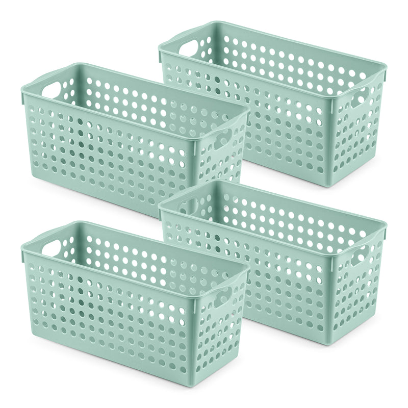 Plastic Forte Atlas - Set de 4 Cestas Multiusos de Ordenación Rectangulares Nº 1. Verde