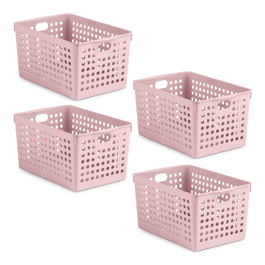 Plastic Forte Atlas - Set de 4 Cestas Multiusos de Ordenación Rectangulares Nº 2. Rosa