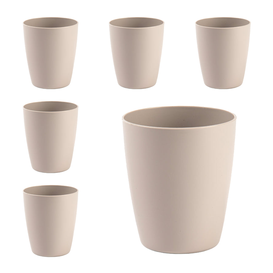 Plastic Forte Classic  - Set de 6 Vasos de Agua de 400 ml Reutilizables. Ideal Fiestas. Marrón