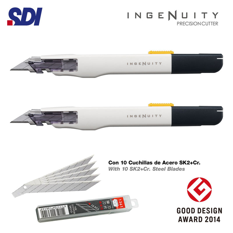 Pack de 2 Cutters Profesionales  SDI Ingenuity con 10 Cuchillas de Recambio Acero SK2+Cr