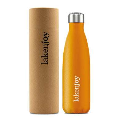 LAKEN Joy - Botella Térmica de 0.5L en Acero Inoxidable con Estuche de Cartón. Naranja