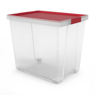 TATAY - Caja de Ordenación Multiusos 60L 100% Reciclable con Tapa Abatible. Rojo