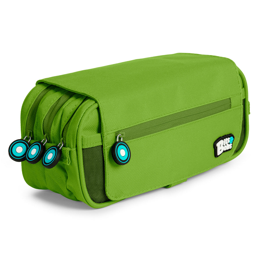 Grafoplás - Estuche Portatodo Triple con Solapa para Material Escolar. Verde