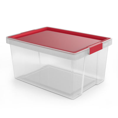 TATAY - Caja de Ordenación Multiusos 35L 100% Reciclable con Tapa Abatible. Rojo