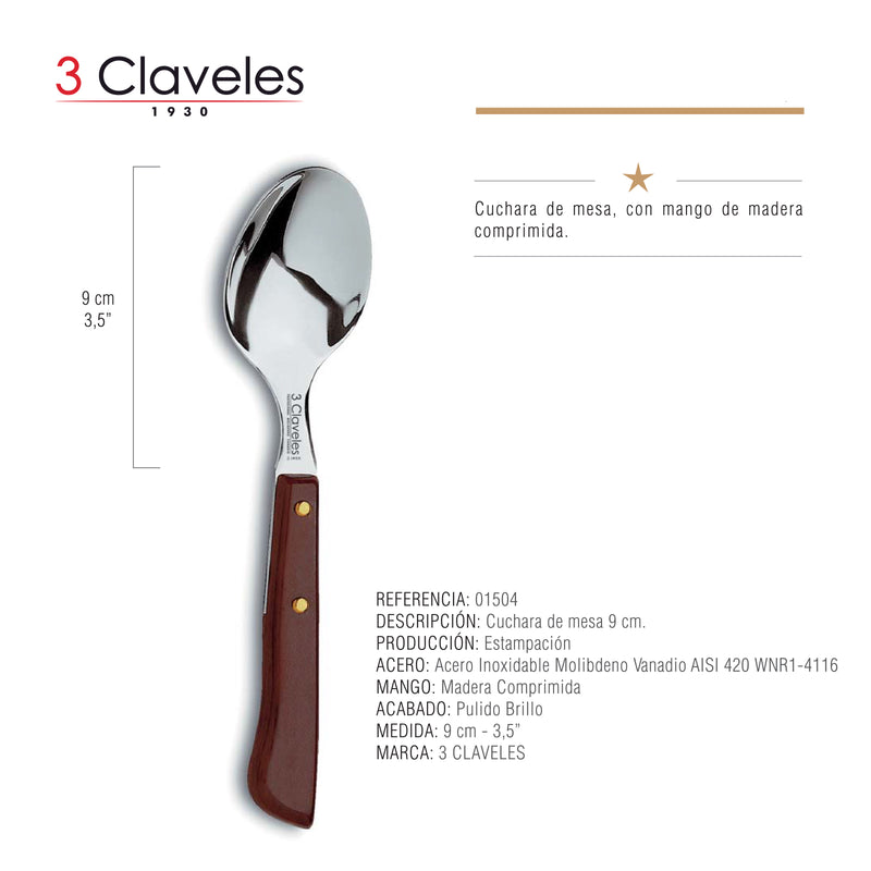 3 Claveles - Cuchara de Mesa 9 cm - Ø 10. Ref. 01504