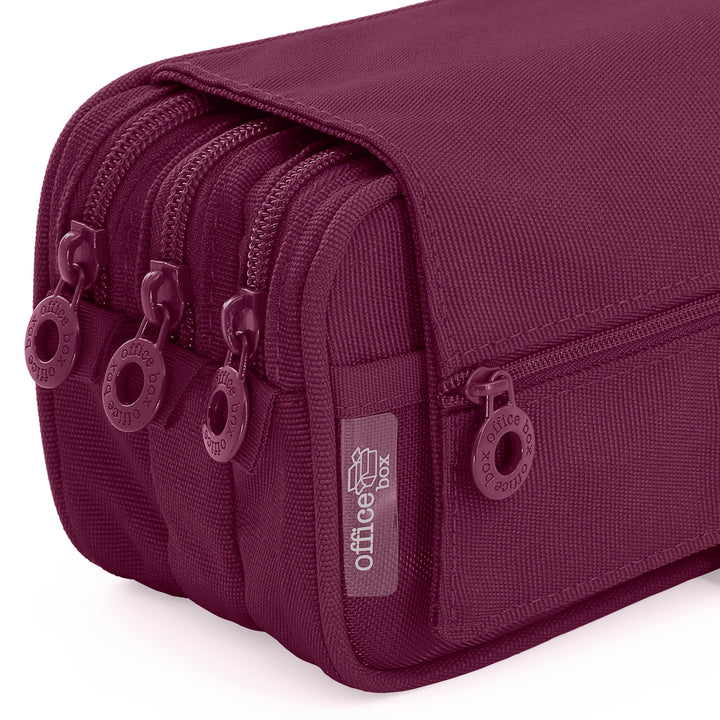 Estuche Escolar Triple Portatodo de Alta Capacidad con Tres Cremalleras. Morado