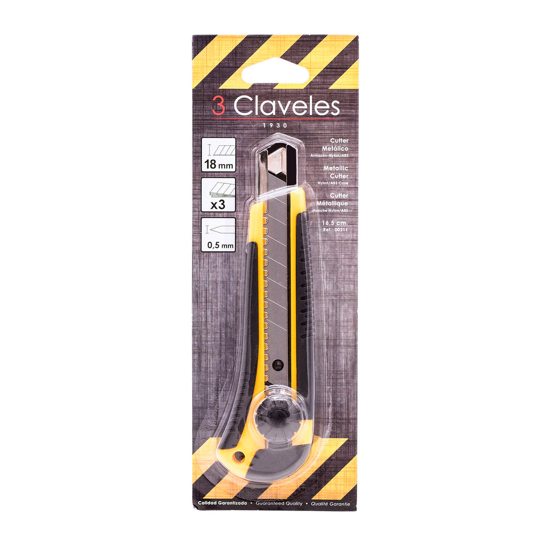 3 Claveles 00211 - Cutter Alto Rendimiento Metálico con Armazón Nylon/ABS