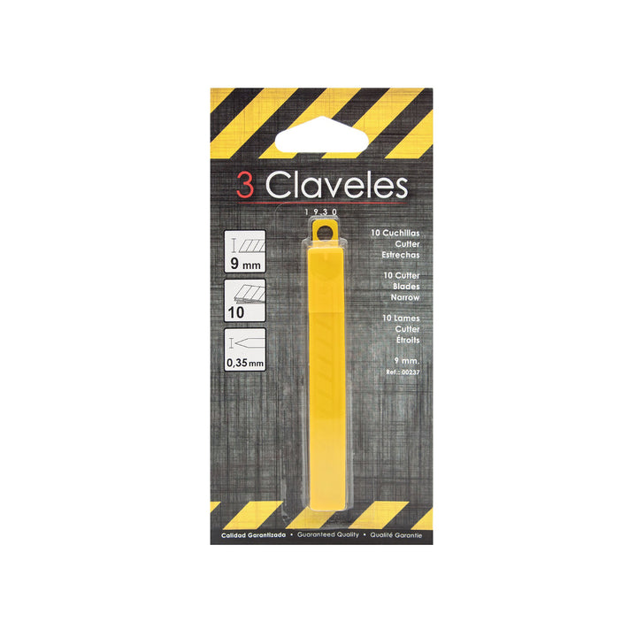 3 Claveles - Caja con 10 Cuchillas de Recambio Estrechas para Cutters 9 mm