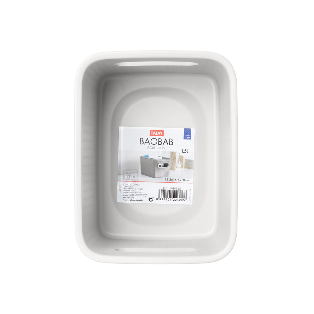 TATAY Baobab - Set de 4 Cajas Organizadoras 1.5L Plástico PP05. Blanco Pergamon