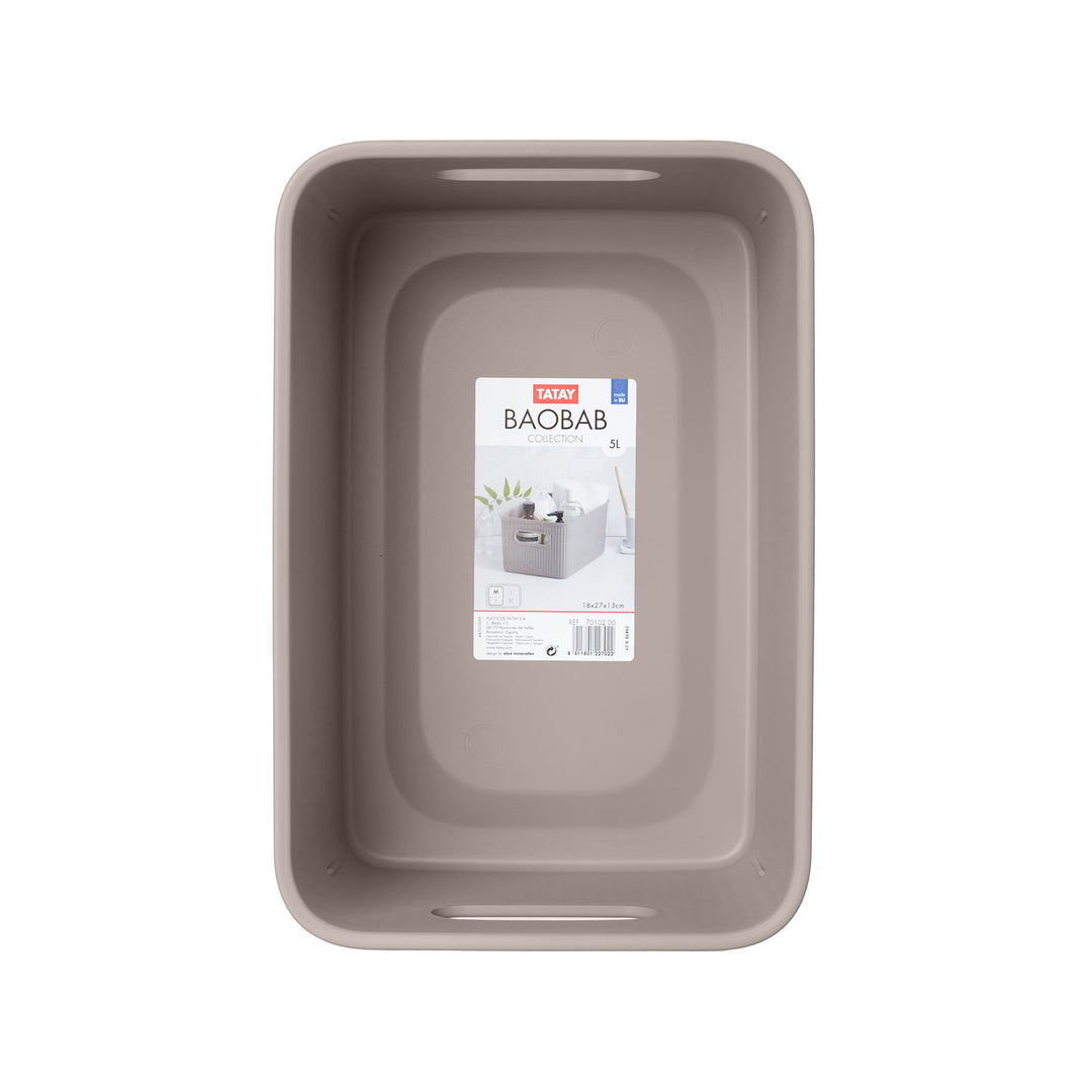 TATAY Baobab - Caja Organizadora Rectangular 5L Plástico PP05. Taupe