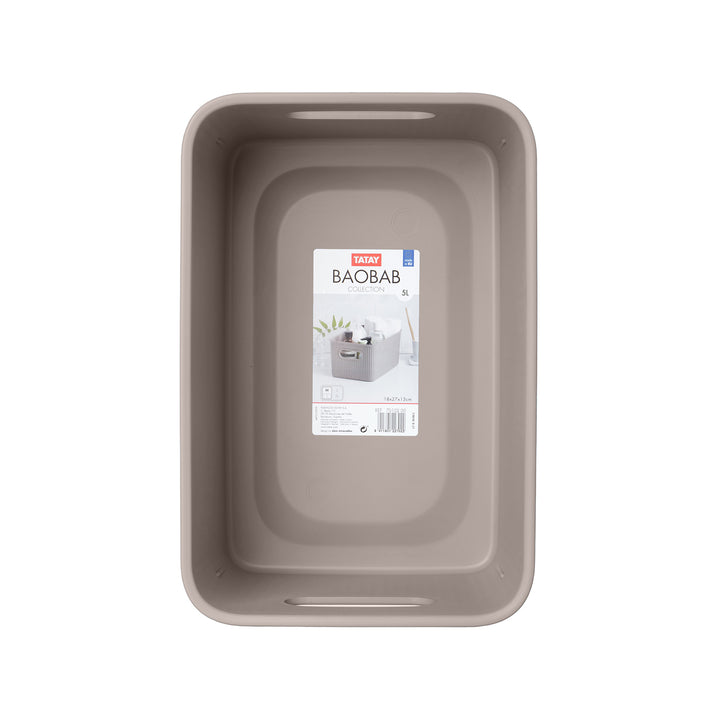 TATAY Baobab - Caja Organizadora Rectangular 5L Plástico PP05. Taupe