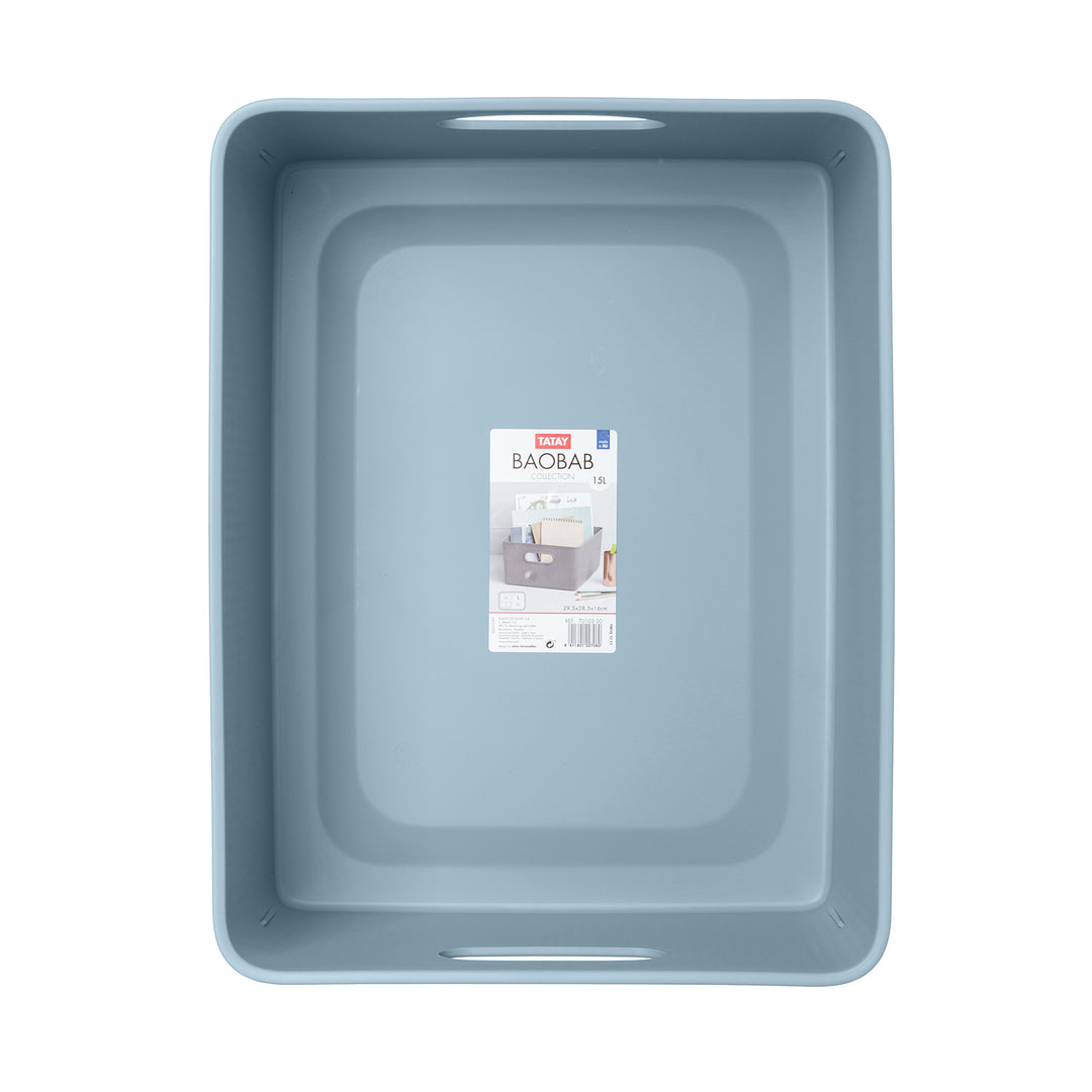 TATAY Baobab - Caja Organizadora Rectangular 15L Plástico PP05. Azul Mist