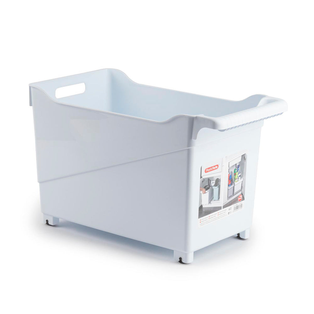 Plastic Forte - Cesta Organizadora con Ruedas Nº 2. Ideal Bajo Fregadero. Blanco