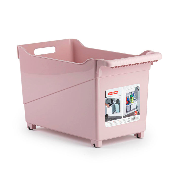 Plastic Forte - Cesta Organizadora con Ruedas Nº 2. Ideal Bajo Fregadero. Rosa