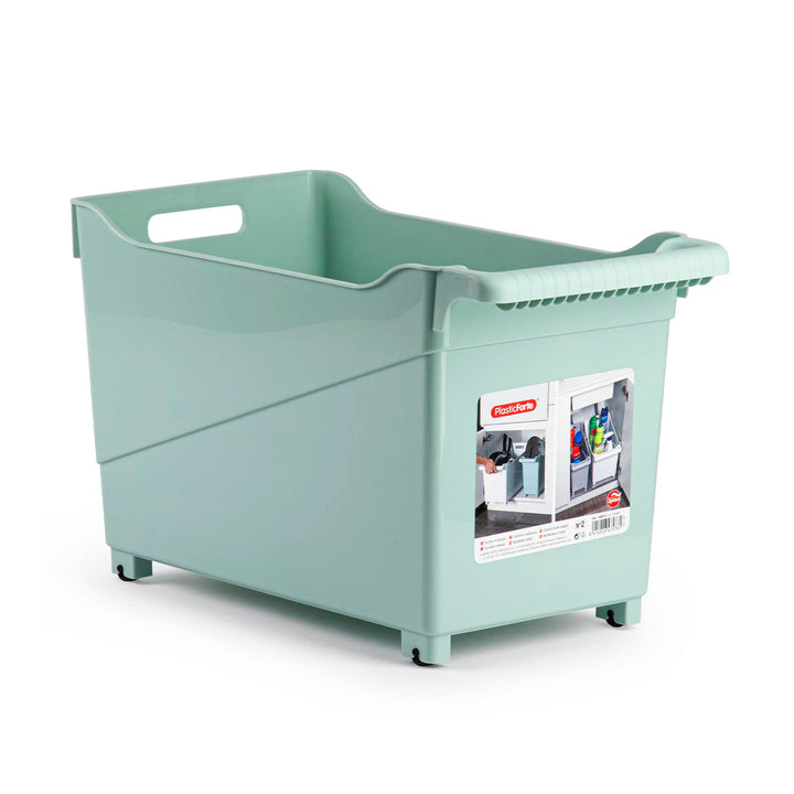 Plastic Forte - Cesta Organizadora con Ruedas Nº 2. Ideal Bajo Fregadero. Verde